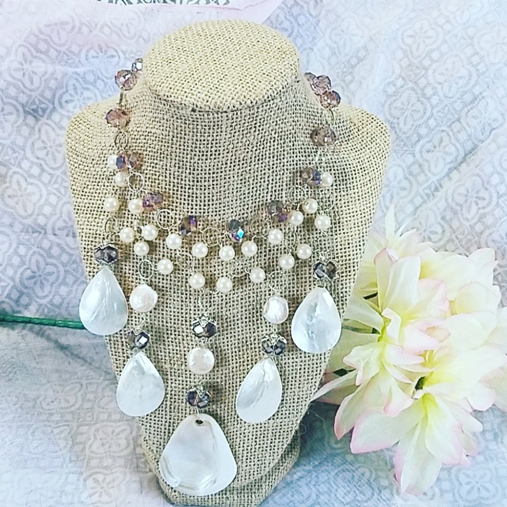 Macrame Nacre Waterfalls Necklace!!!